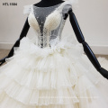 Jancember HTL1594 Luxury Deep V Crystal Beaded Wedding Dress Bridal Gown